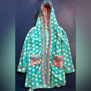 Matilda Jane Robe Youth Girls Medium Blue Fleece Pockets Bath Shower Pool Plush